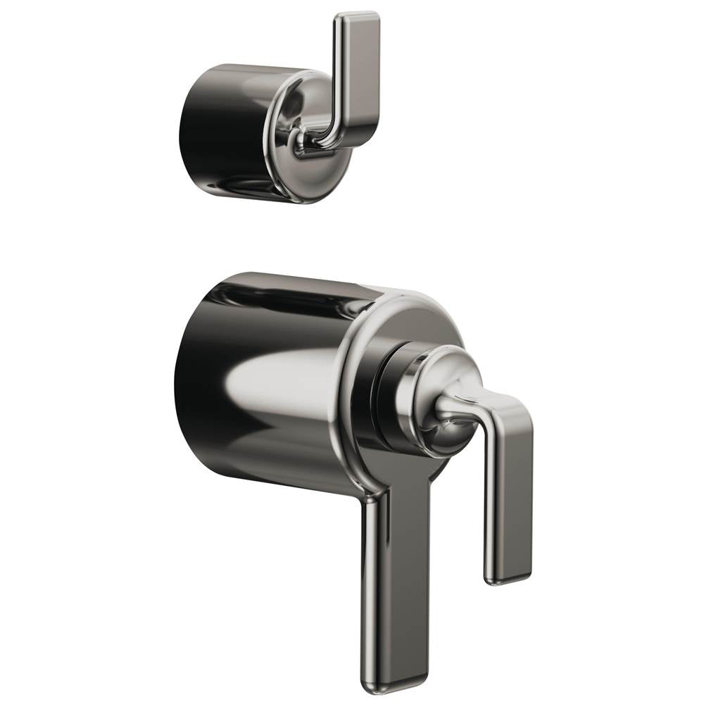 Brizo - AllariaE TempAssure Thermostatic Valve Trim with Integrated Diverter Trim Twist Lever Handle Kit - Brilliance Black Onyx