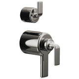 Brizo - AllariaE TempAssure Thermostatic Valve Trim with Integrated Diverter Trim Twist Lever Handle Kit - Brilliance Black Onyx
