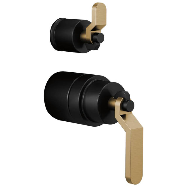 Brizo - Litze Pressure Balance Valve Trim Handle Kit - Industrial Lever - Matte Black With Luxe Gold