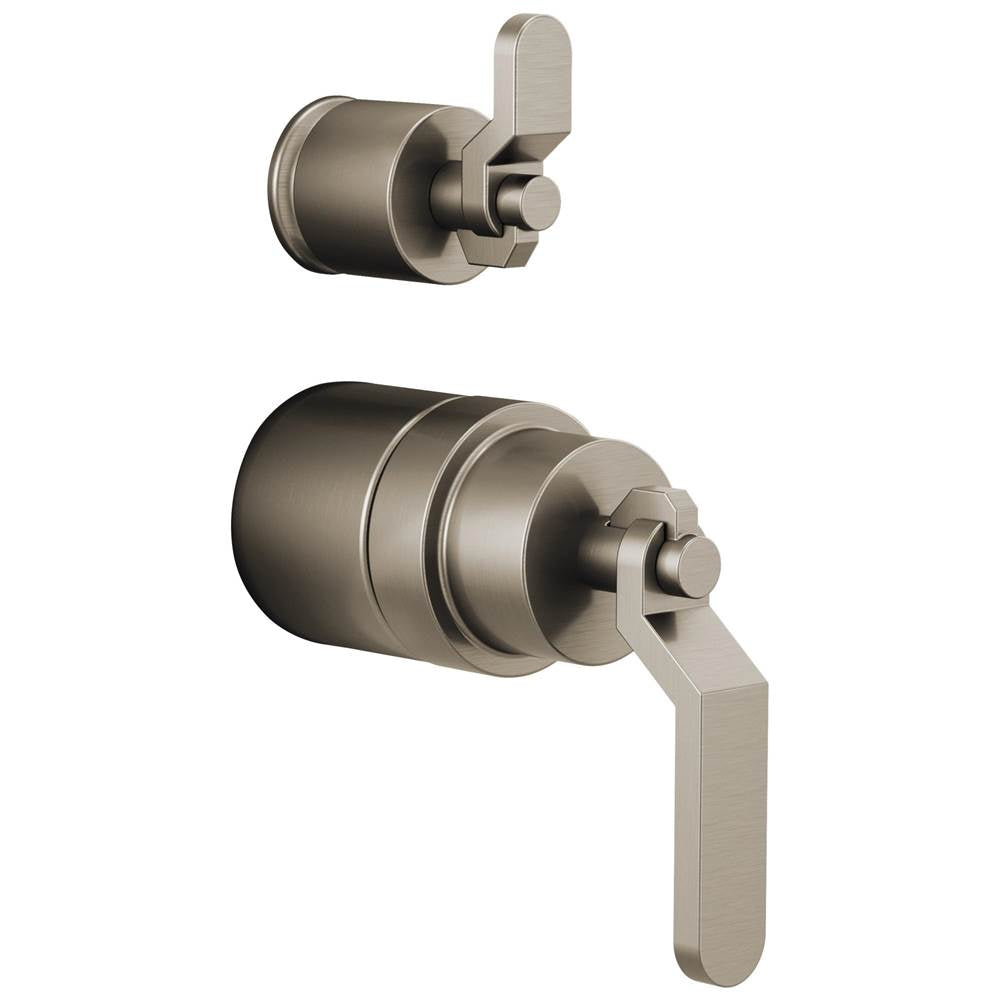 Brizo - Litze Pressure Balance Valve with Integrated Diverter Trim Industrial Lever Handle Kit - Luxe Nickel