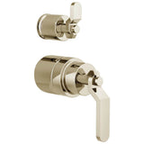 Brizo - Litze Pressure Balance Valve with Integrated Diverter Trim Industrial Lever Handle Kit - Polished Nickel