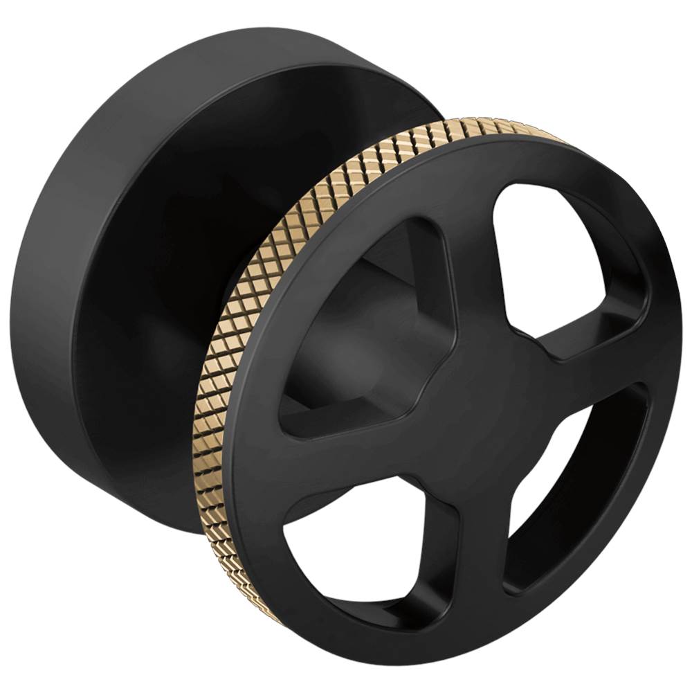 Brizo - Litze Two-Handle Wall Mount Tub Filler Handle Kit - Wheel - Matte Black With Luxe Gold