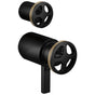 Brizo - Litze Tempassure Thermostatic Valve With Diverter Trim Handle Kit - Wheel - Matte Black With Luxe Gold