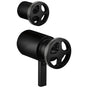 Brizo - Litze Tempassure Thermostatic Valve With Diverter Trim Handle Kit - Wheel - Matte Black With Luxe Steel
