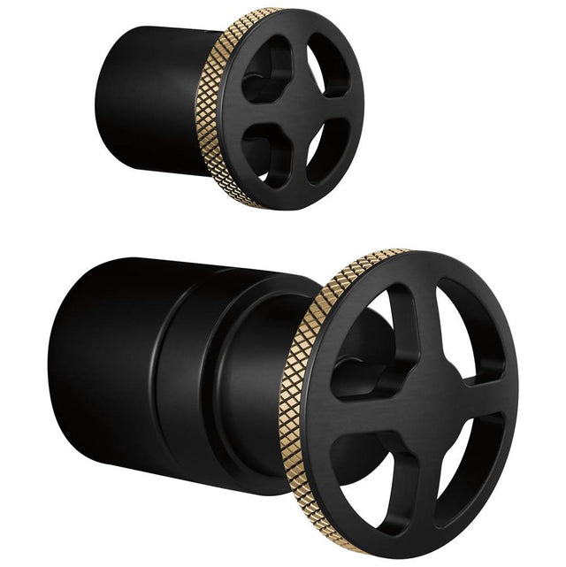 Brizo - Litze Pressure Balance Valve With Diverter Trim Handle Kit - Wheel - Matte Black With Luxe Gold