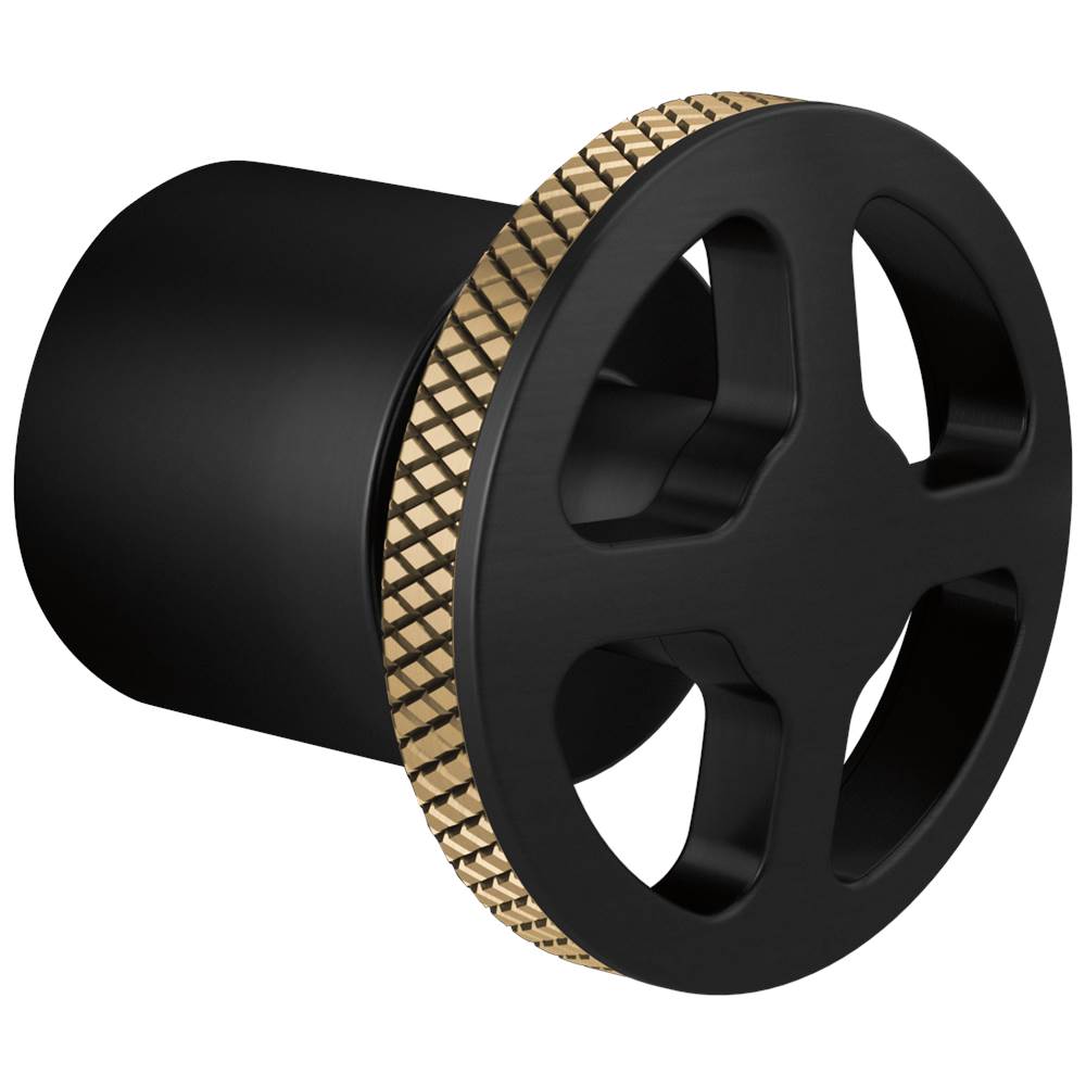 Brizo - Litze 3 And 6 Setting Diverter Trim Handle Kit - Wheel - Matte Black With Luxe Gold
