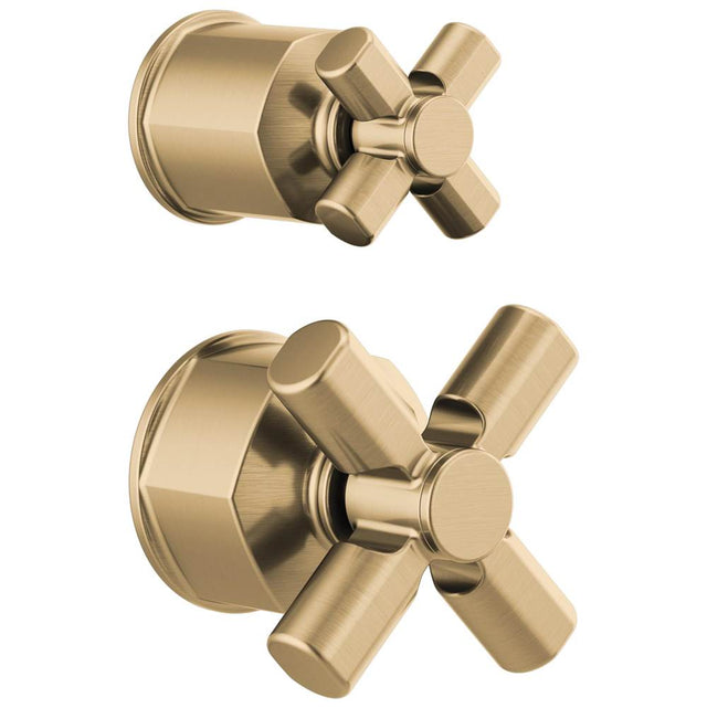 Brizo - Invari Pressure Balance Valve with Integrated Diverter Trim Cross Handle Kit - Luxe Gold