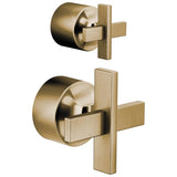 Brizo - LevoirE Pressure Balance Valve with Integrated Diverter Trim Cross Handle Kit - Luxe Gold