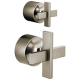 Brizo - LevoirE Pressure Balance Valve with Integrated Diverter Trim Cross Handle Kit - Luxe Nickel
