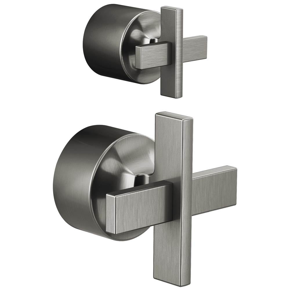 Brizo - LevoirE Pressure Balance Valve with Integrated Diverter Trim Cross Handle Kit - Luxe Steel