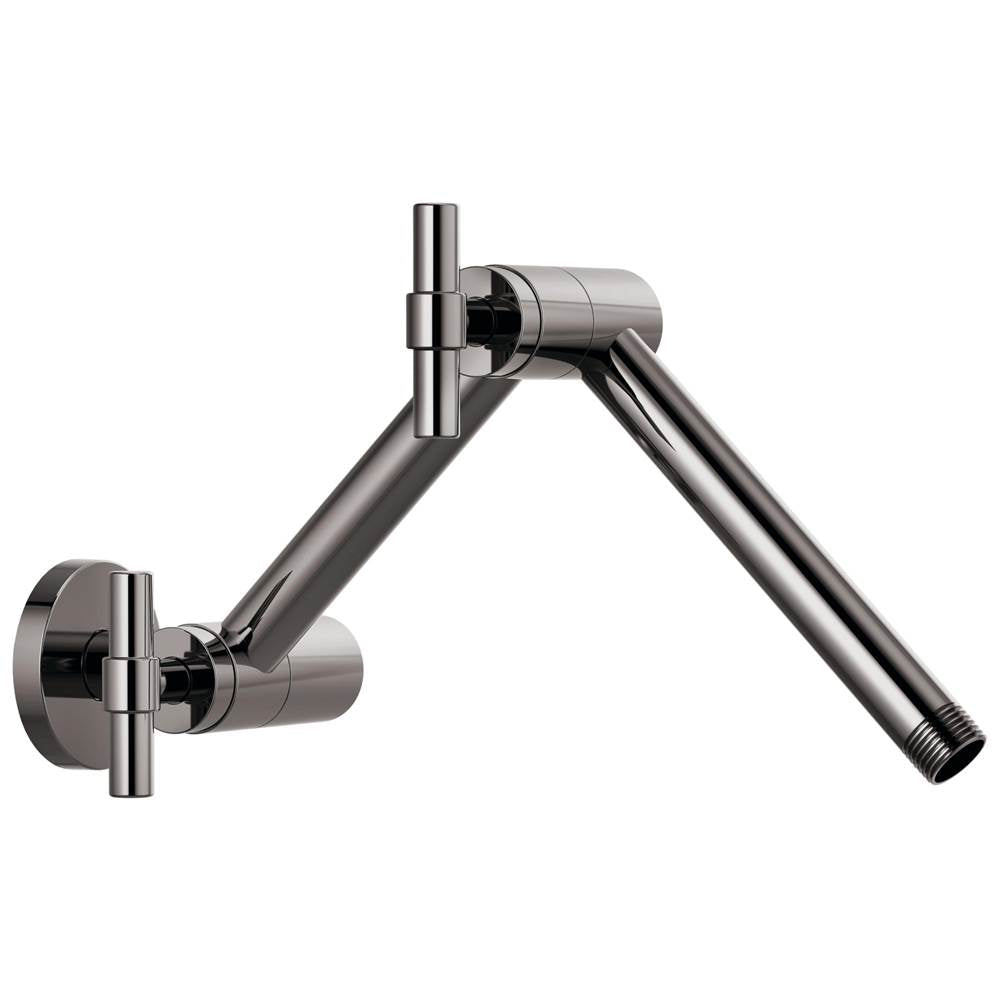 Brizo - Universal Showering Linear Round Jointed Wall Mount Shower Arm And Flange - Brilliance Black Onyx