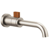 Brizo - Litze Single-Handle Wall Mount Lavatory Faucet 1.5 GPM - Luxe Nickel  With  Teak Wood