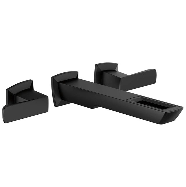 Brizo - Vettis Two-Handle Wall Mount Lavatory Faucet With Open-Flow Spout 1.2 GPM - Matte Black