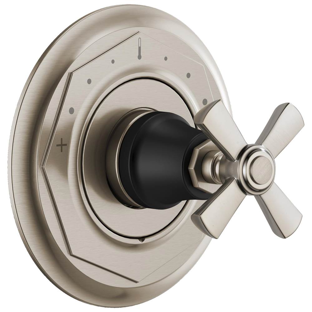 Brizo - Rook Sensori Thermostatic Valve Trim - Cross - Luxe Nickel   With Matte Black
