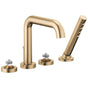 Brizo - Litze Roman Tub with Handshower - Less Handles - Luxe Gold