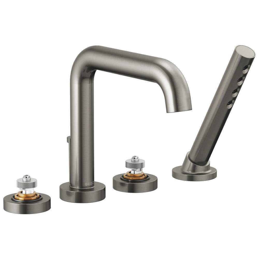 Brizo - Litze Roman Tub with Handshower - Less Handles - Luxe Steel