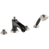 Brizo - Rook Roman Tub Trim with Hand Shower - Less Handles - Luxe Nickel   With Matte Black