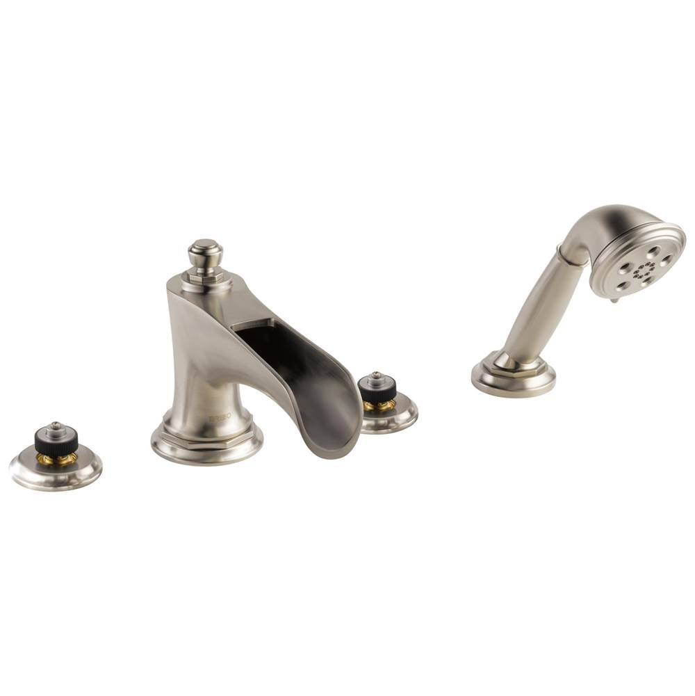 Brizo - Rook Roman Tub Trim with Hand Shower - Less Handles - Luxe Nickel
