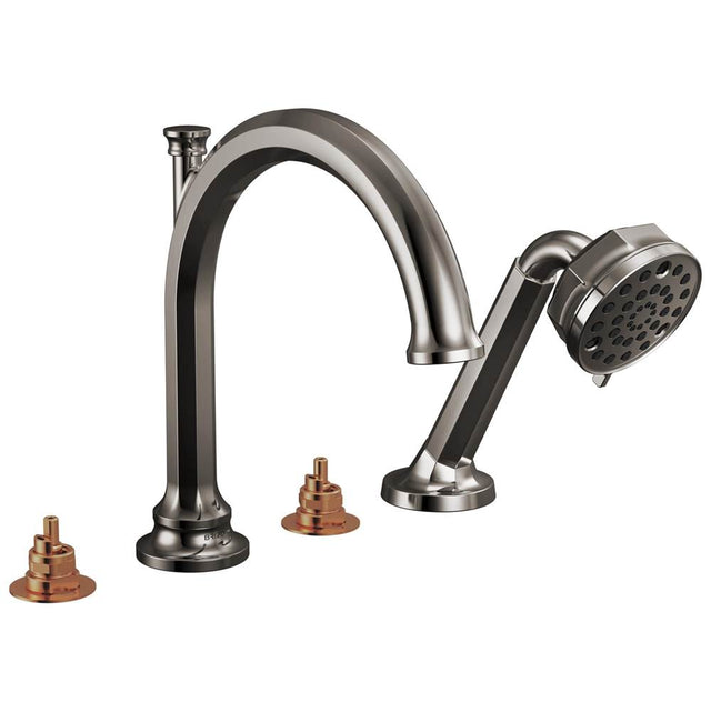 Brizo - BeauclereE Roman Tub Faucet With Handshower - Less Handles - Brilliance Black Onyx