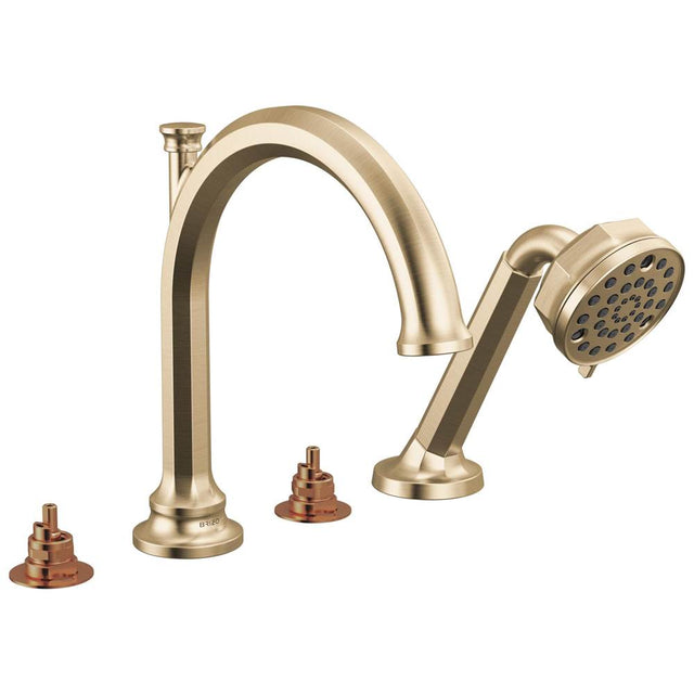 Brizo - BeauclereE Roman Tub Faucet With Handshower - Less Handles - Luxe Gold