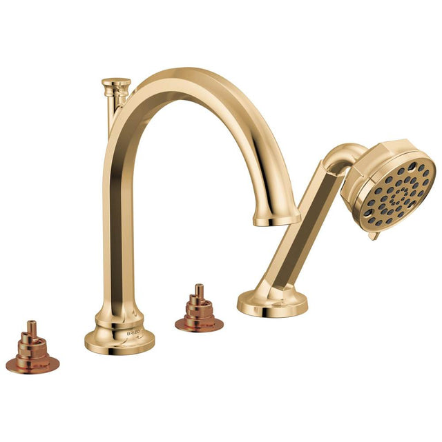Brizo - BeauclereE Roman Tub Faucet With Handshower - Less Handles - Polished Gold