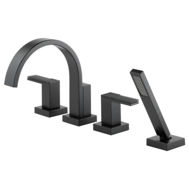 Brizo - Siderna Roman Tub Faucet with Hand Shower - Less Handles - Matte Black