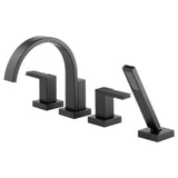 Brizo - Siderna Roman Tub Faucet with Hand Shower - Less Handles - Matte Black