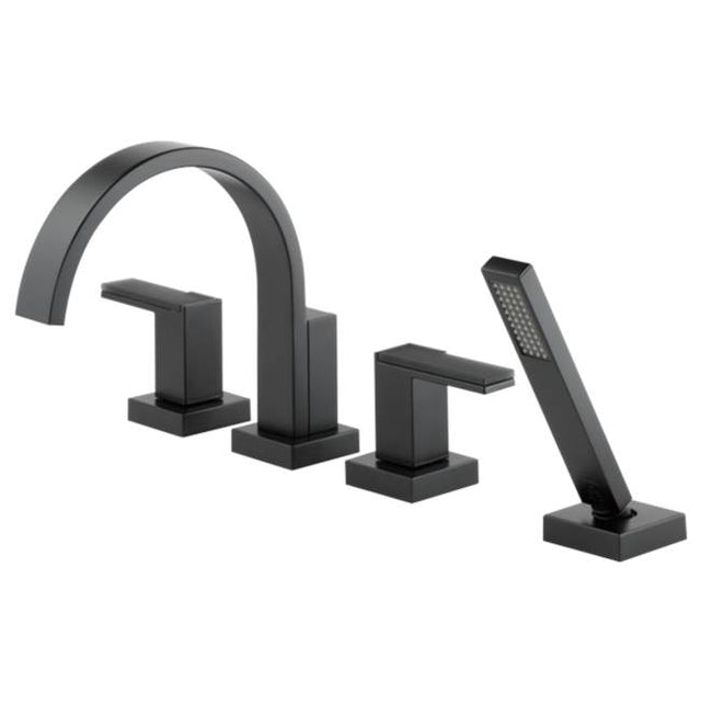Brizo - Siderna Roman Tub Faucet with Hand Shower - Less Handles - Matte Black