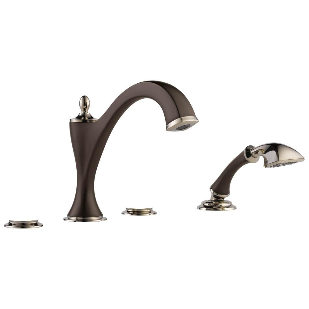 Brizo - Charlotte Roman Tub Faucet with Hand Shower Trim - Less Handles - Cocoa Bronze  With  Polished Nickel