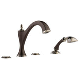 Brizo - Charlotte Roman Tub Faucet with Hand Shower Trim - Less Handles - Cocoa Bronze  With  Polished Nickel