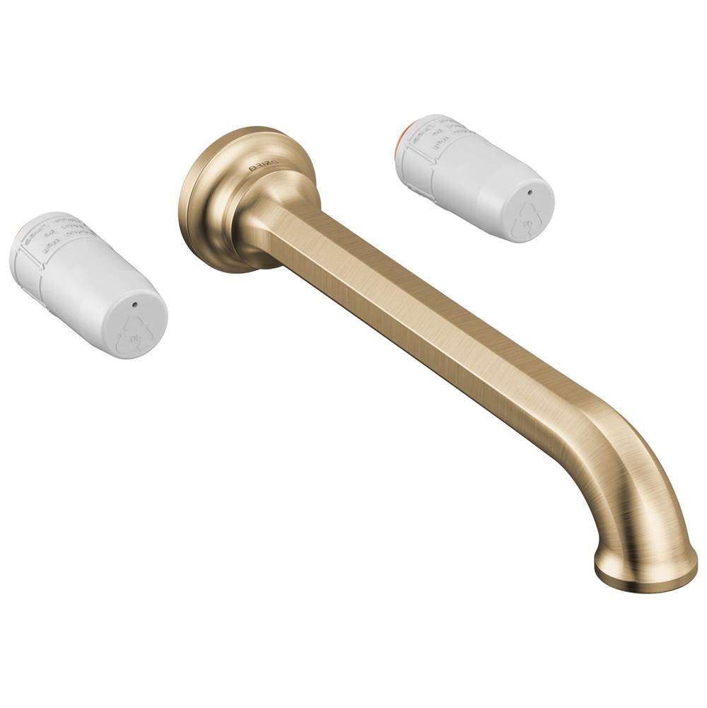 Brizo - BeauclereE Two Handle Wall Mount Tub Filler - Less Handles - Luxe Gold