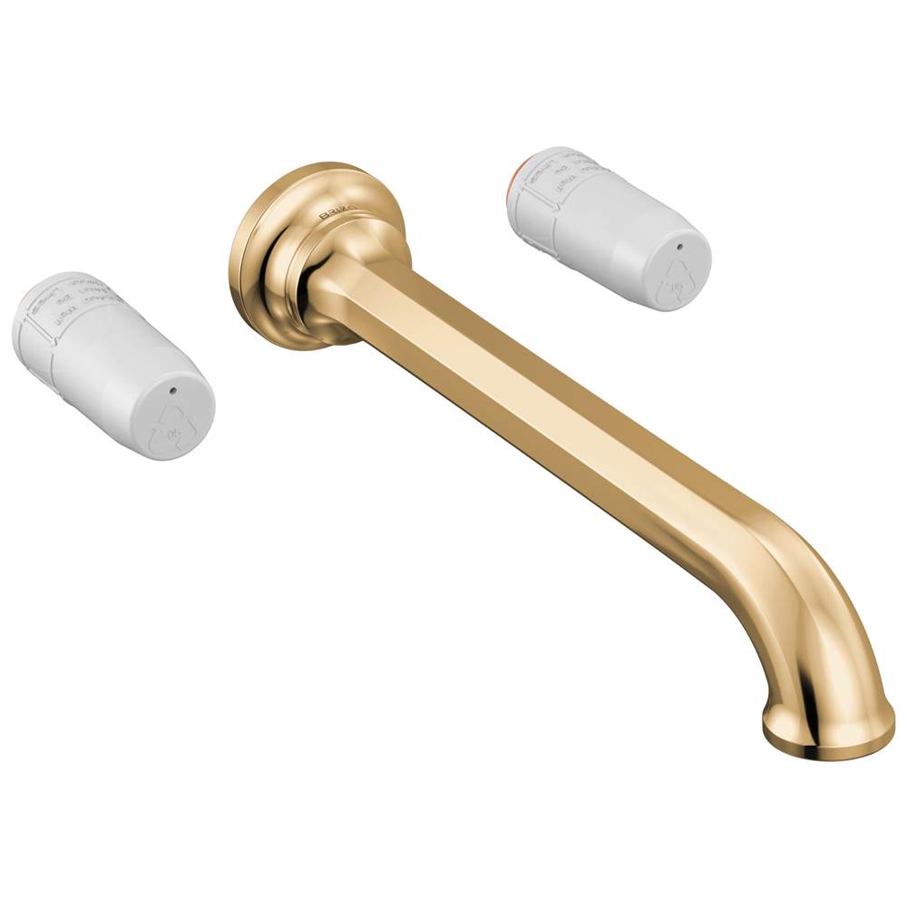 Brizo - BeauclereE Two Handle Wall Mount Tub Filler - Less Handles - Polished Gold