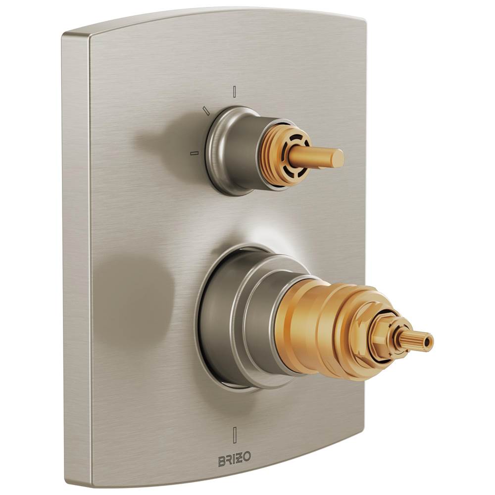 Brizo - Kintsu TempAssure Thermostatic Valve with Integrated 3-Function Diverter Trim - Less Handles - Luxe Nickel