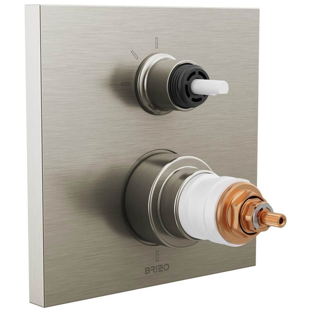 Brizo - Frank Lloyd Wright TempAssure Thermostatic Valve with 3-Function Integrated Diverter Trim - Less Handles - Luxe Nickel