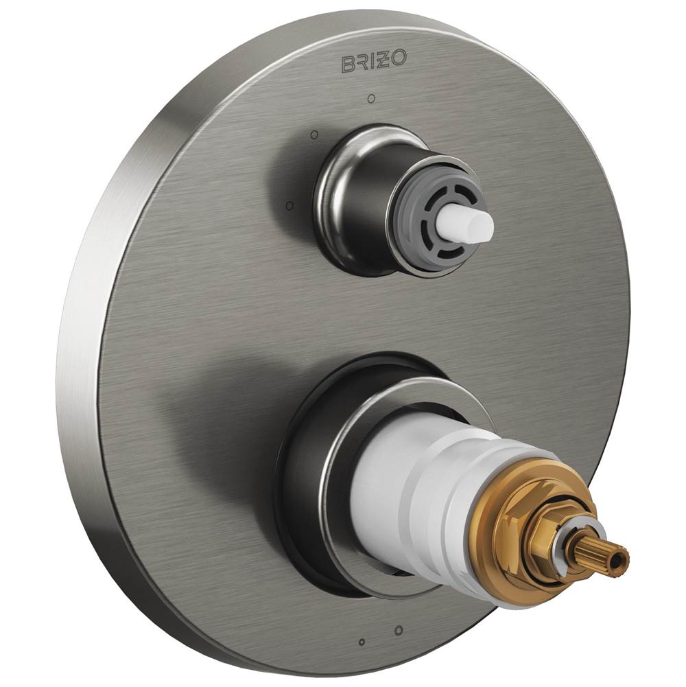 Brizo - Litze TempAssure Thermostatic Valve with 3-Function Diverter Trim - Less Handles - Luxe Steel