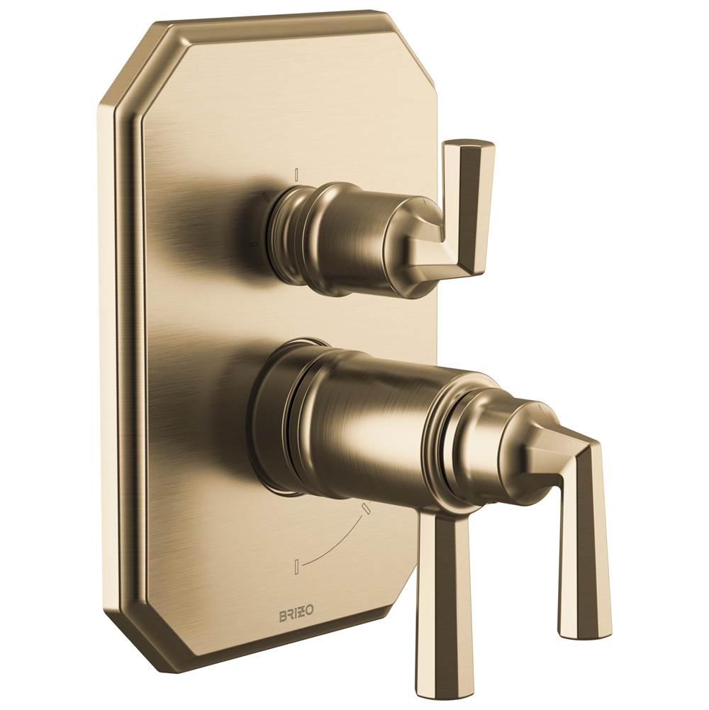 Brizo - BeauclereE TempAssure Thermostatic Valve with Integrated 3-Function Diverter Trim - Luxe Gold