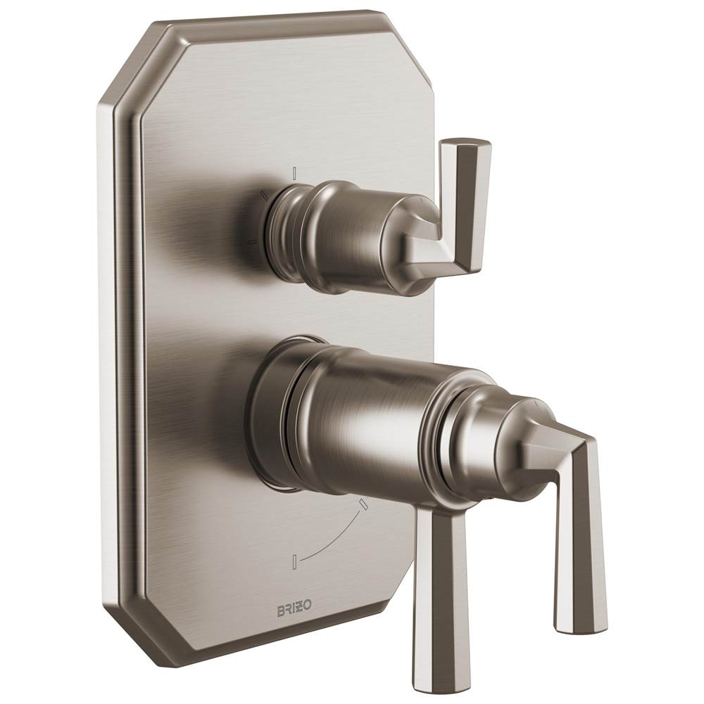 Brizo - BeauclereE TempAssure Thermostatic Valve with Integrated 3-Function Diverter Trim - Luxe Nickel