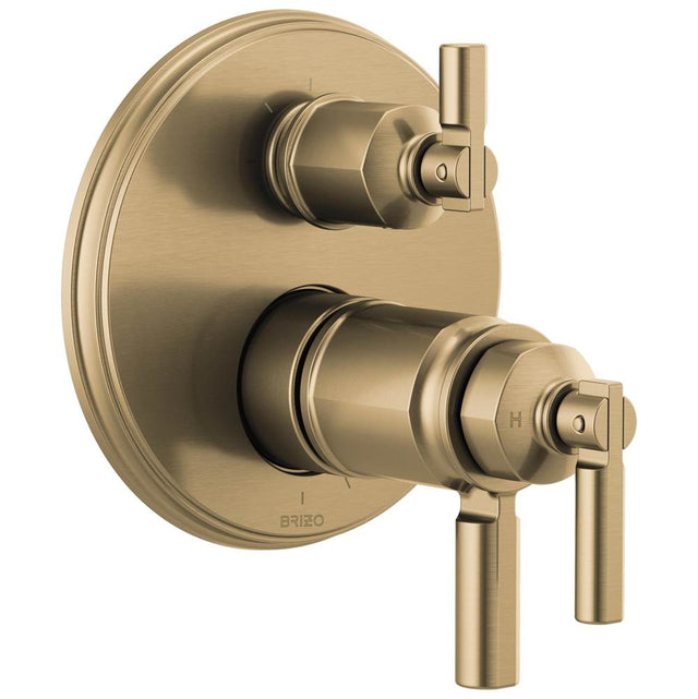 Brizo - Invari Tempassure Thermostatic Valve With Integrated 3-Function Diverter Trim - Luxe Gold