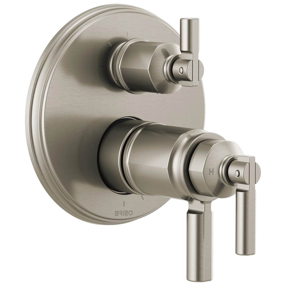 Brizo - Invari Tempassure Thermostatic Valve With Integrated 3-Function Diverter Trim - Luxe Nickel