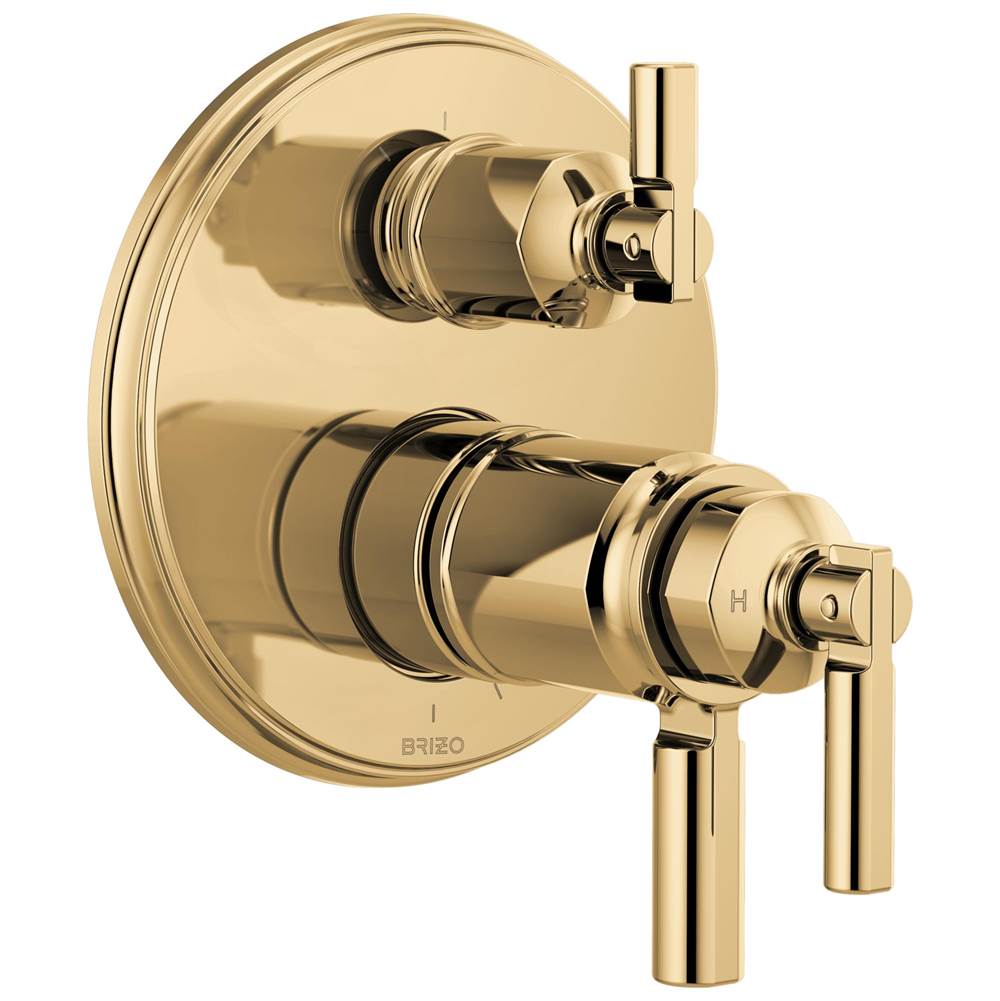Brizo - Invari Tempassure Thermostatic Valve With Integrated 3-Function Diverter Trim - Polished Gold