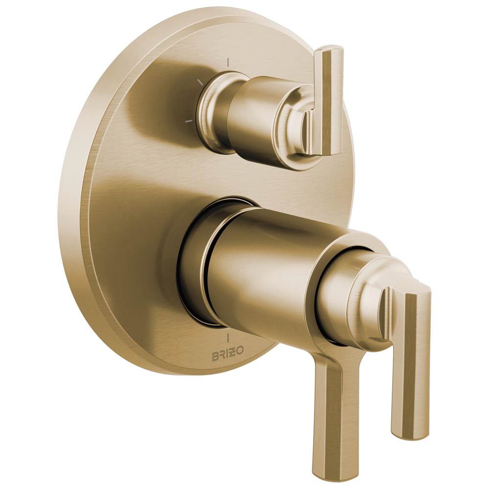 Brizo - LevoirE Tempassure Thermostatic Valve With Integrated 3-Function Diverter Trim - Luxe Gold