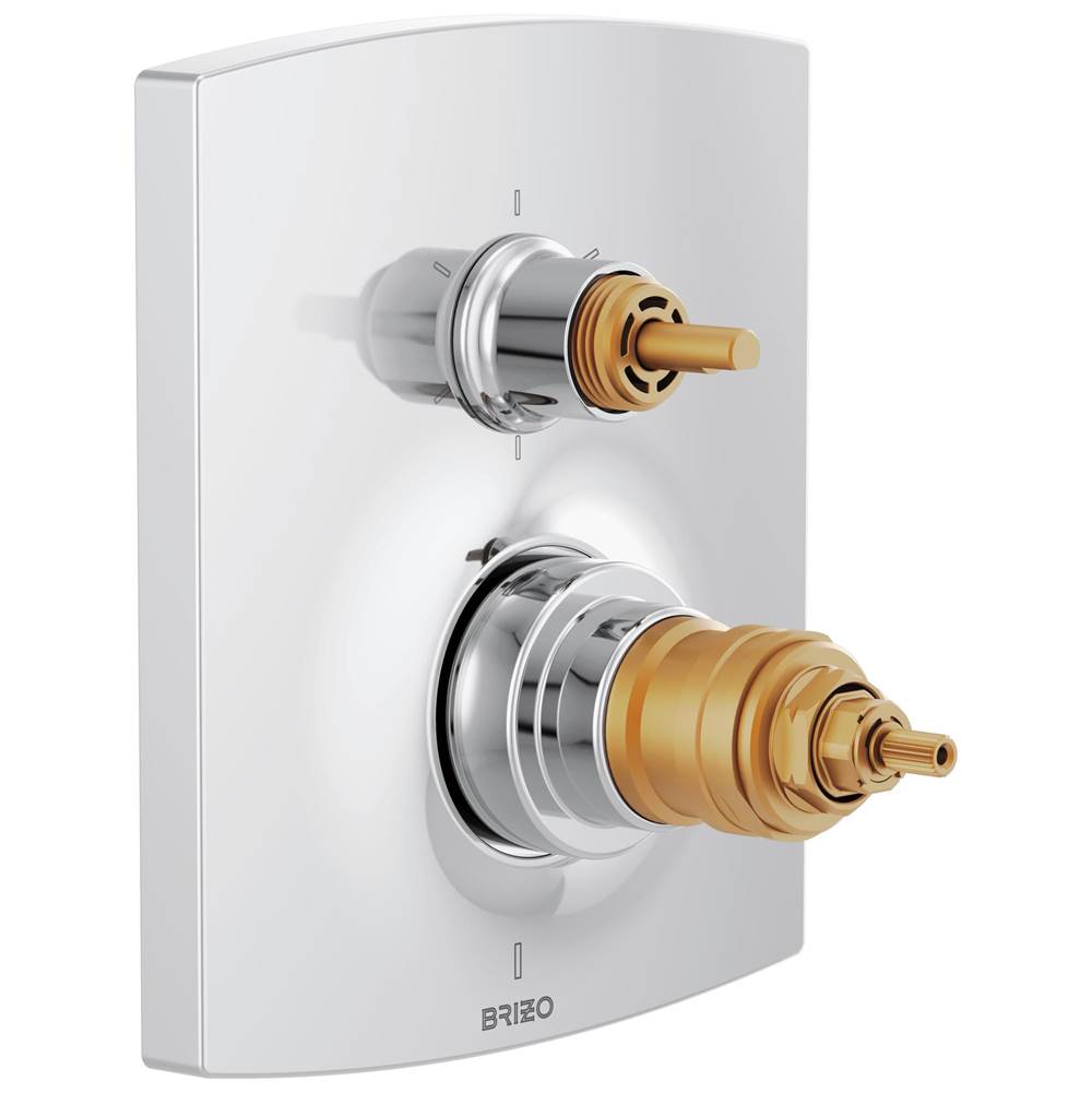 Brizo - Kintsu TempAssure Thermostatic Valve with Integrated 6-Function Diverter Trim - Less Handles - Chrome
