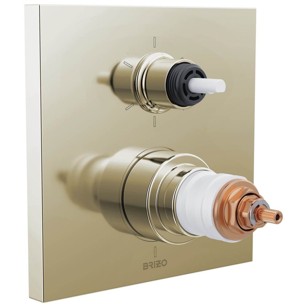 Brizo - Frank Lloyd Wright TempAssure Thermostatic Valve with 6-Function Integrated Diverter Trim - Less Handles - Polished Nickel
