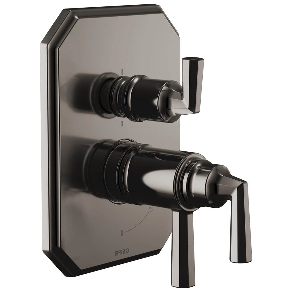 Brizo - BeauclereE TempAssure Thermostatic Valve with Integrated 6-Function Diverter Trim - Brilliance Black Onyx