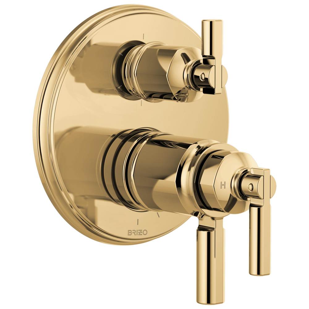 Brizo - Invari Tempassure Thermostatic Valve With Integrated 6-Function Diverter Trim - Polished Gold