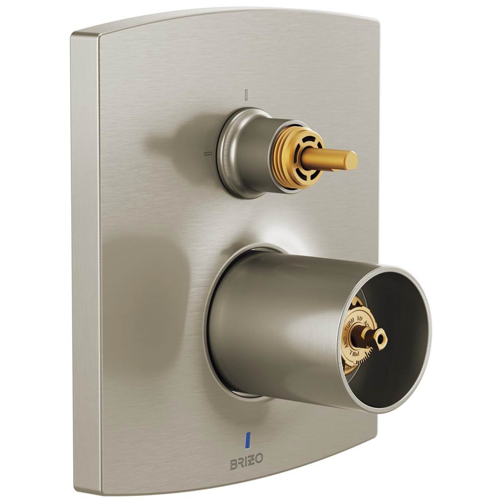 Brizo - Kintsu Pressure Balance Valve with Integrated 3-Function Diverter Trim - Less Handles - Luxe Nickel