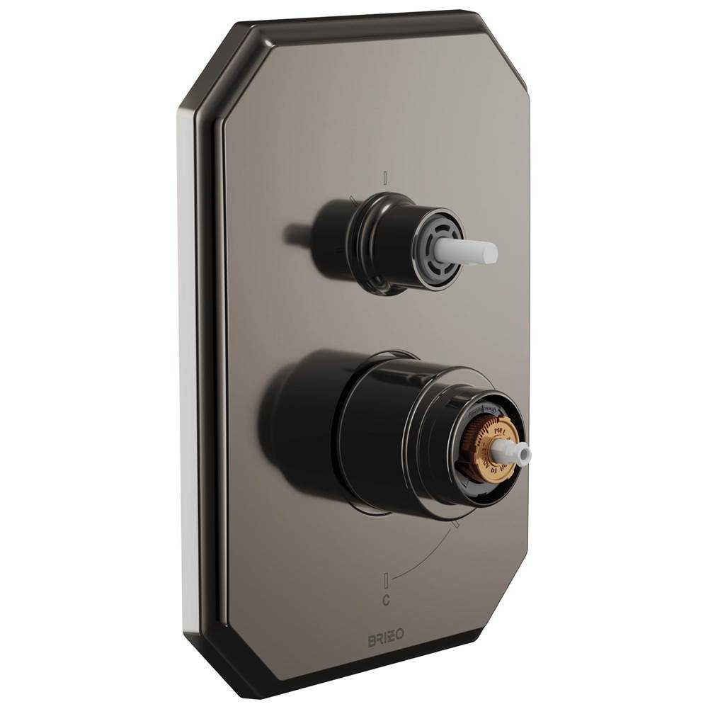 Brizo - BeauclereE Pressure Balance Valve with Integrated 3-Function Diverter Trim - Less Handles - Brilliance Black Onyx