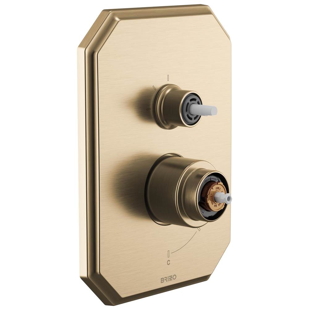 Brizo - BeauclereE Pressure Balance Valve with Integrated 3-Function Diverter Trim - Less Handles - Luxe Gold