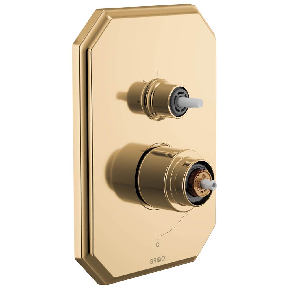 Brizo - BeauclereE Pressure Balance Valve with Integrated 3-Function Diverter Trim - Less Handles - Polished Gold