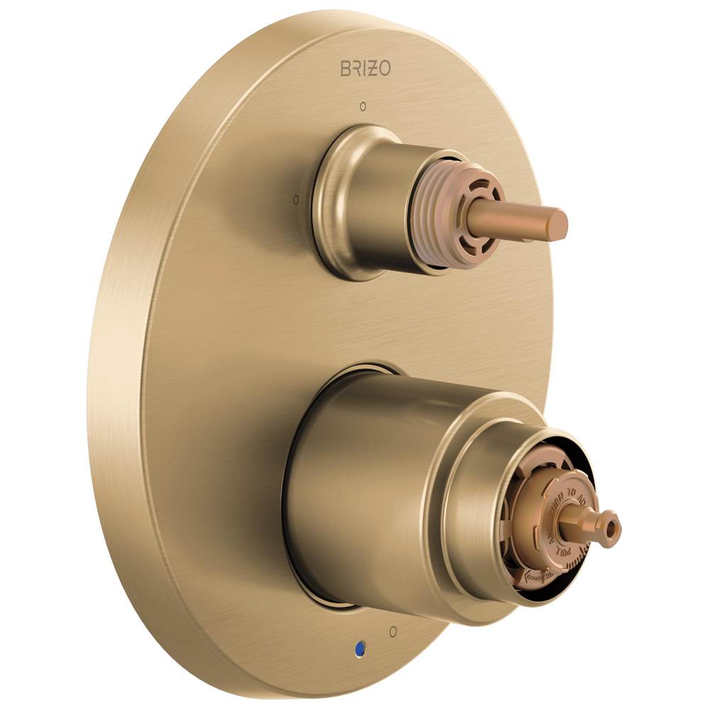 Brizo - Odin Pressure Balance Valve with Integrated 3-Function Diverter Trim  - Less Handles - Luxe Gold
